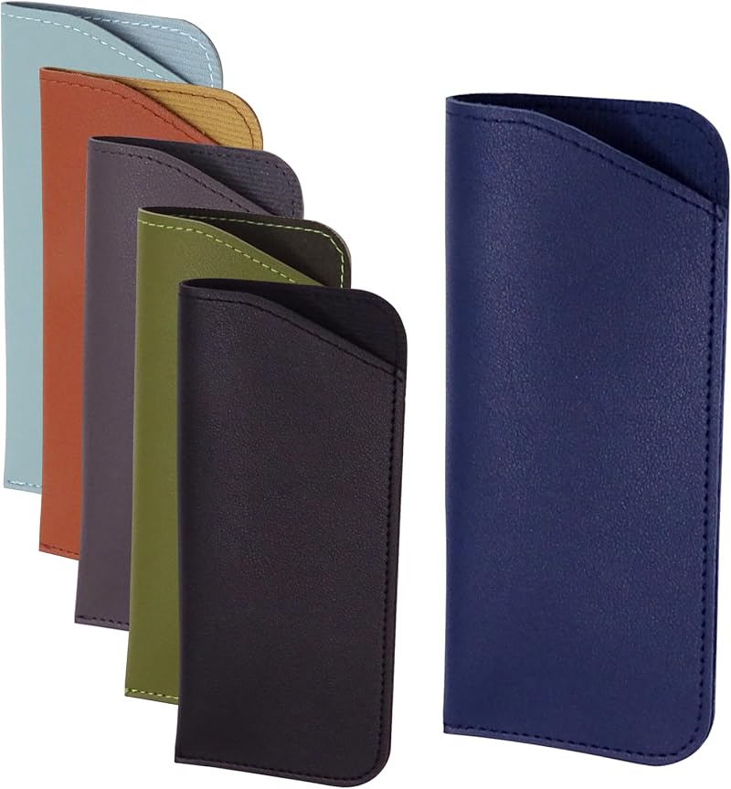 SenZee Glasses Cases 6 Pack Soft PU Leather Spectacle Pouch 17.5x7.5cm