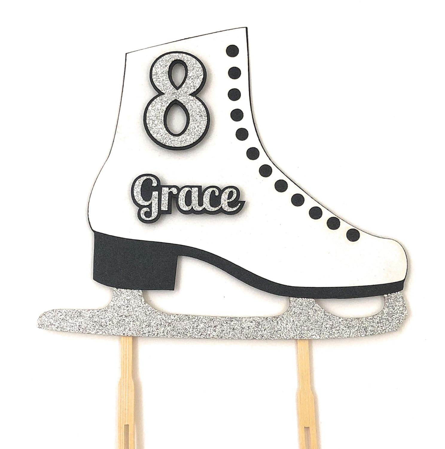 Ice Skate Cake Topper Personalized with Name and Age Handmade