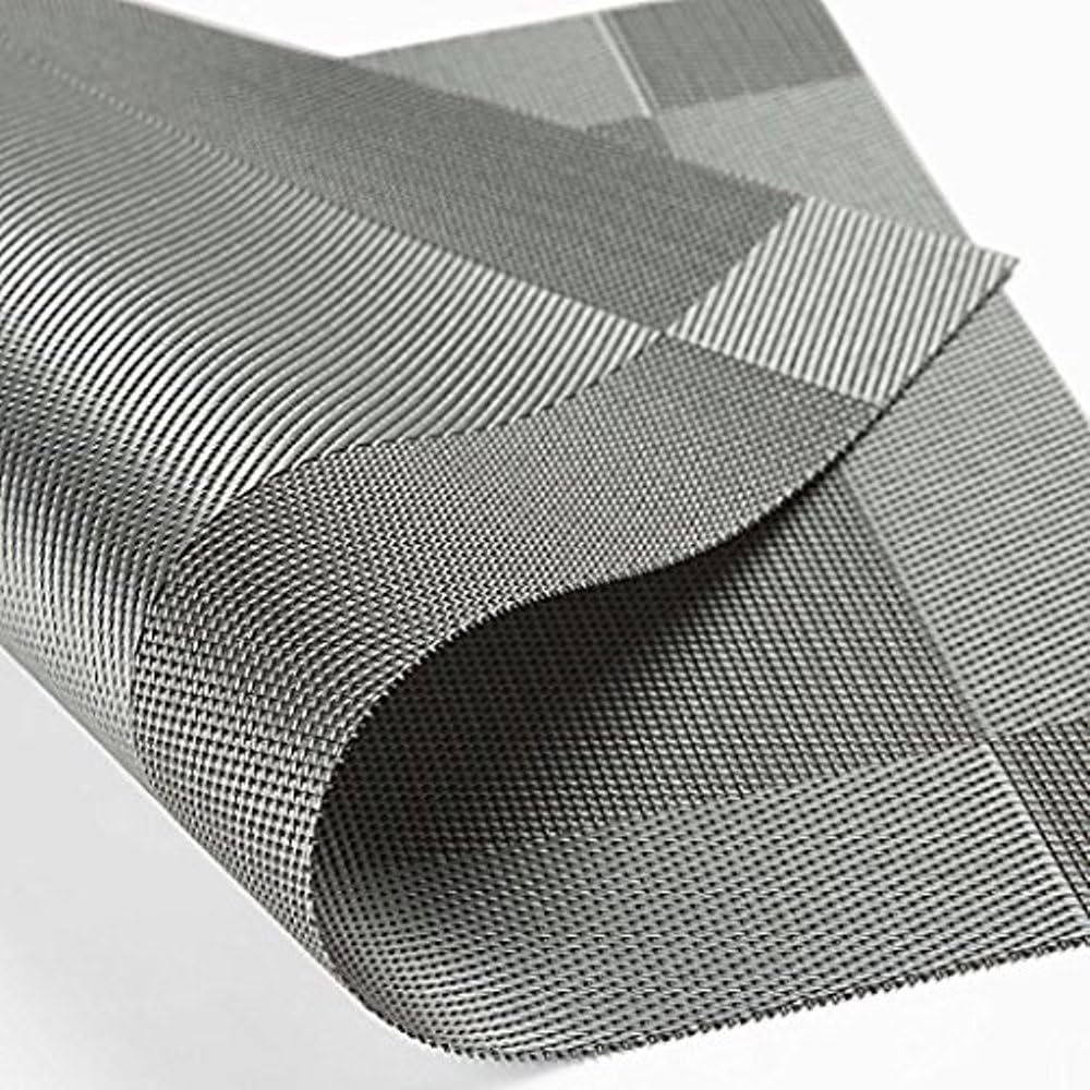 Heartte Placemats, [Set of 6] PVC Dining Room Placemats for Table Heat Insulation Stain-Resistant Woven Vinyl Kitchen Placemat Vinyl Placemats (XCD-X6-01)