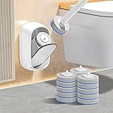 LFBEAR Disposable Toilet Brush Wand, Wall Mounted Toilet Cleaner Kit with Holder, 18 Refills Replacement Heads for Bathroom Cleaning