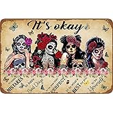 Sugar Skull Girl Antique Tin Sign Bar Poster Metal Wall Plate Vintage Tin Sign Wall Art Retro Advertising Metal Tin Sign Home Decor Garage Kitchen Bar Restaurant 5.5x8 Inch