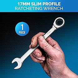 TOOLGUARDS 17mm Wrench - Ratcheting Wrench - Slim