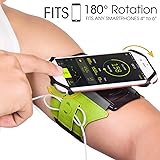 VUP Armband for iPhone X 8 8 Plus 7 Plus 6s Plus 6 Plus, LG G6 G5, Galaxy s8 s7 s6 Edge, Google Pixel, 180° Rotatable Phone Armband for Running Hiking Biking with Key Holder(Green)