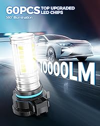 Marsauto 5201 5202 Fog Light Bulb, 10000LM PS24W