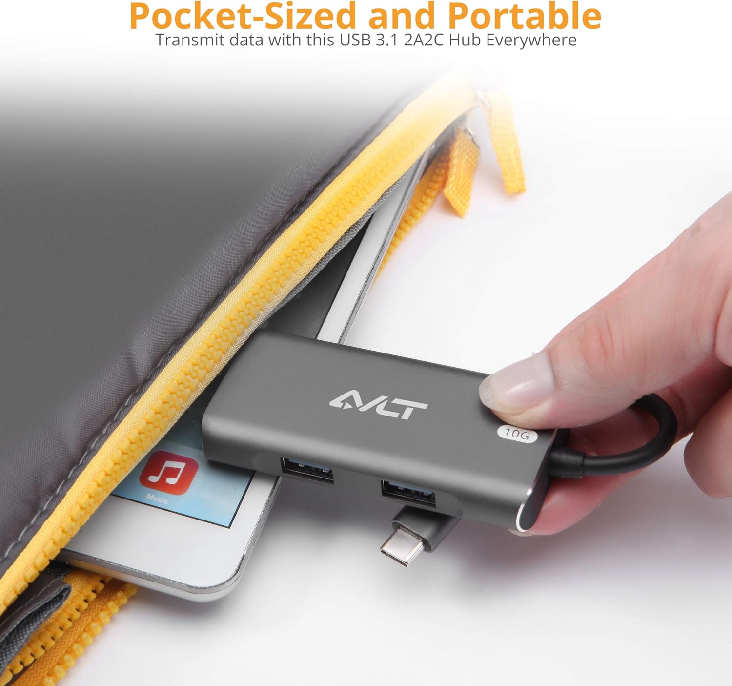 AVLT 4-Port USB 3.1 Gen 2 10G Hub - USB-A x2 USB-Cx2 - Portable USB-C Hub for MacBook Pro, iMac, iPad Pro, MacBook Air, Surface Pro, Pixel Slate, Galaxy Tab: Electronics