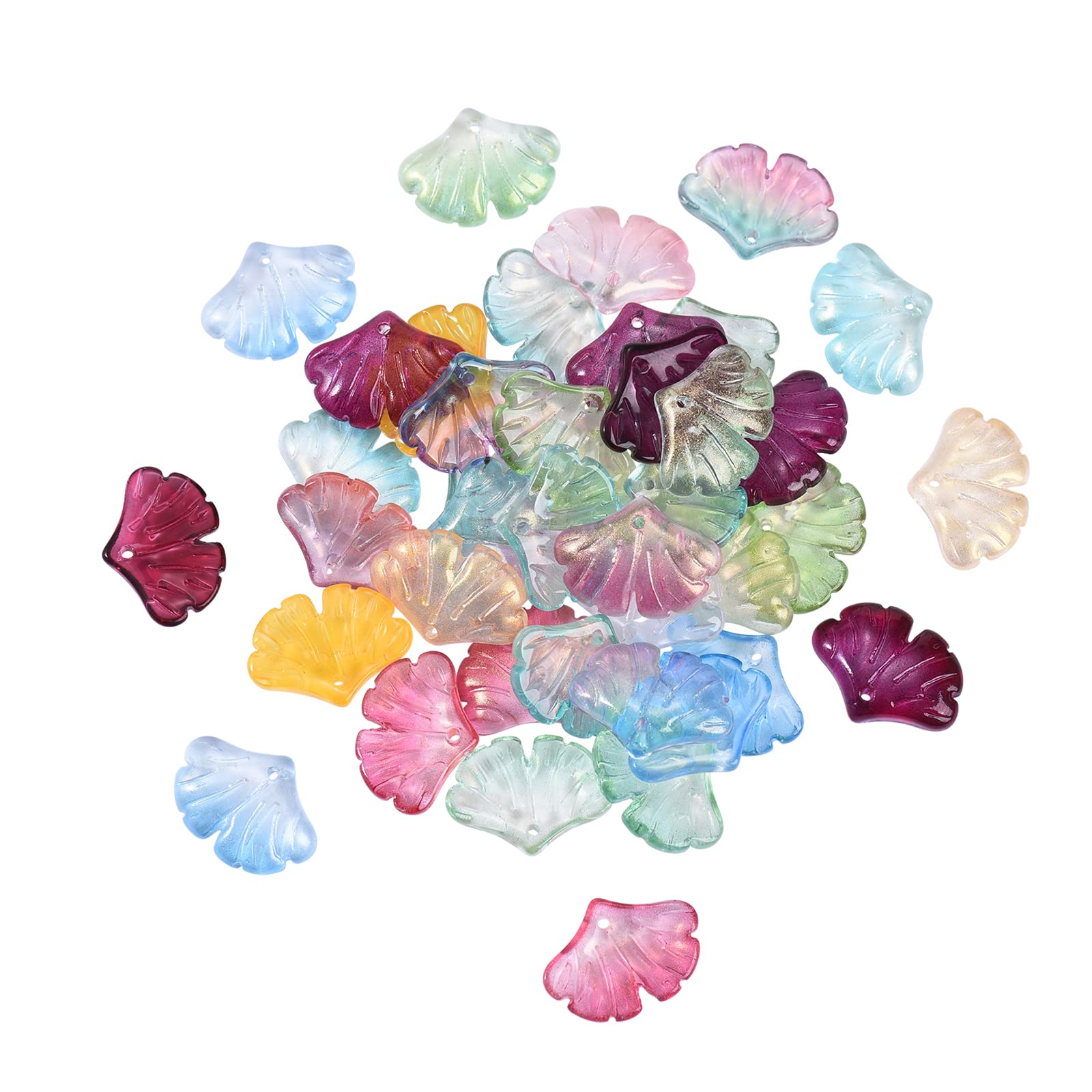 Airssory 100 Pcs Transparent Glass Crystal Charms Pendants Mixed Style Ginkgo Leaf for Jewelry Making DIY Crafts Accessories - 15x20mm
