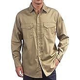 VATRENUS FR Shirts for Men 6.5oz Button Down Flame Resistant 100% Cotton Men's Pre-Washed Fire Retardant Work Shirt
