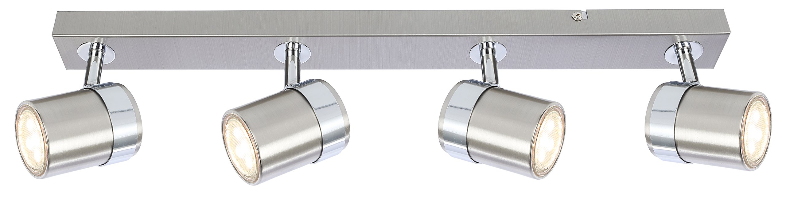 UKEW Modern 4 Way Ceiling Spotlight - Straight Bar Lighting with Adjustable Heads - Stylish Spotbar GU10 LED Light for Kitchen Living Room (Satin)