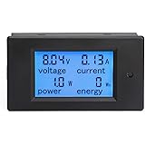 DROK Digital Multimeter DC 6.5-100V 20A Voltage Amperage Power Energy Meter DC Volt Amp Tester Gauge Monitor LCD Digital Display with Blue Backlight Measuring Volts Current with Built-in Shunt