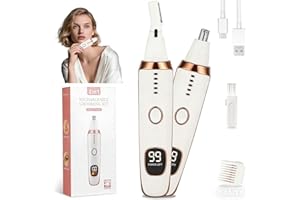 Mendaping 2025 Rechargeable Nose & Ear Hair Trimmer, Dual-Edge Blade Electric Clipper for Women Men, Facial & Eyebrow Hair Removal Tool, Powerful Motor, Painless, Easy to Clean (Brown)