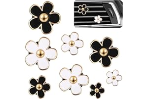 BREMOROU 8PCS Daisy Flower Air Freshener Car Clips Cute Car Vent Clips Air Conditioning Outlet Clip Air Vent Clips Car Interior Decor Charm Colorful Car Accessories For Women Girls Gifts (black,White)