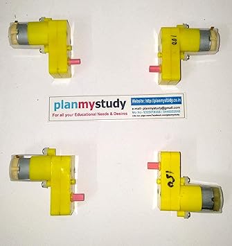 planmystudy Bo Motor with Gearbox, 100 RPM, 3 to 9V, 800 gr.cm Set of 4