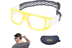 NANQUAN SooGree Professional Sports Goggles Glasses Men Women Racquetball Basketball Football Sport Eyewear Protective Glasses Anti-fog Shock Collision Lens Replaceable (Yellow Frame White Pad) 8068