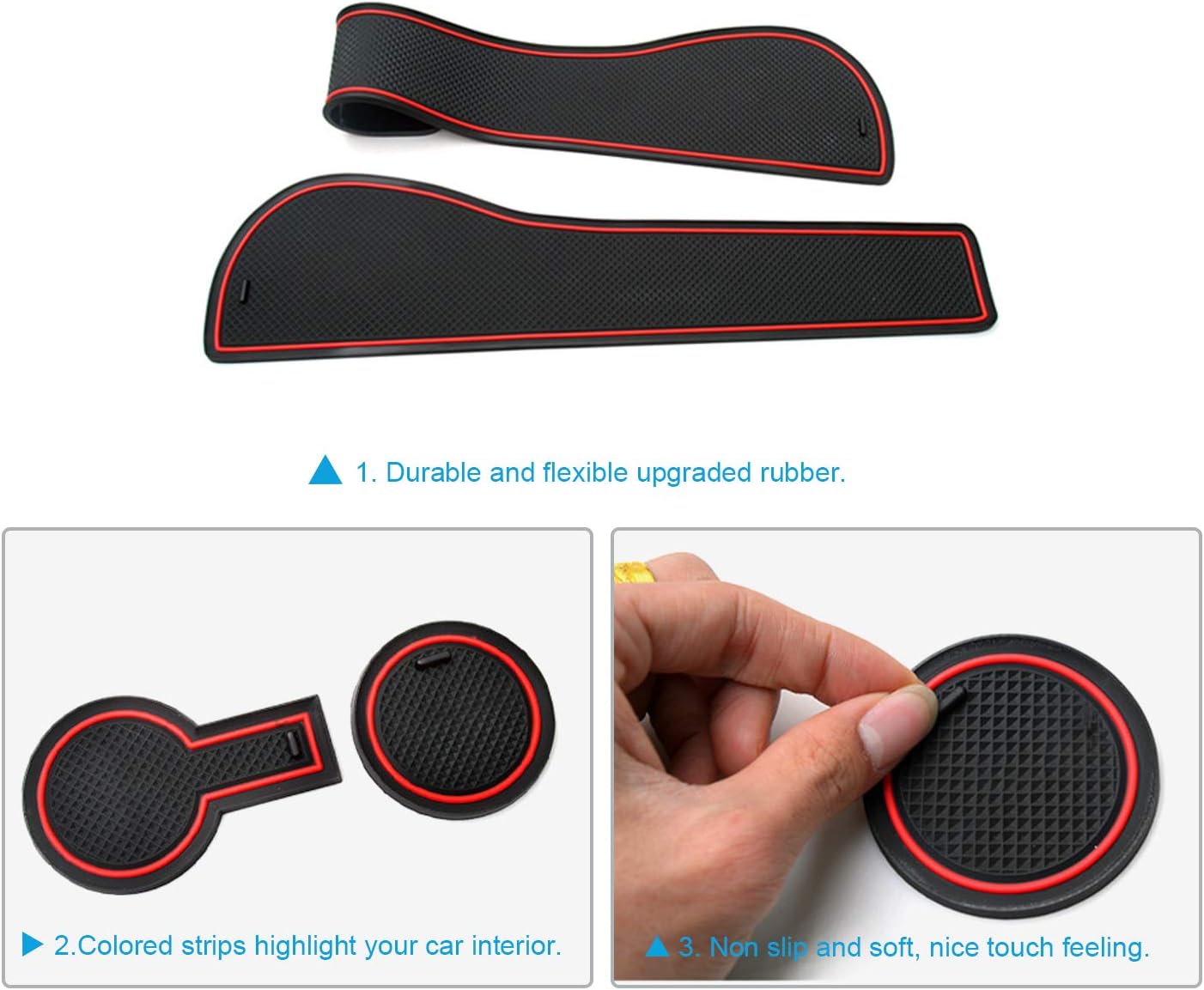 CDEFG Non-Slip Gate Slot Pad Cup Mats Auto Interior Door Slot Pads Mat for V W Golf 7 R GTD GTI GTE Automobile Center Console Liner Parts Car Styling Cushion Accessories (Red) - Image 4