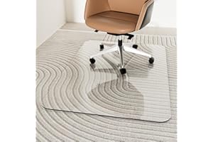 Tcyzest Tempered Glass Chair Mat 48" x 32",1/5" Thick for Office Desk,Rolling Chair Mat for Carpet, Odorless, Easy to Clean with 4 Non-Slip Pads for Carpet & Hardwood Floors