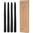 4 Pack Black Taper Candles - Taper Candles 10 Inch Dripless, Smokeless & Unscented - 8 Hours Long Burning - Hand Poured Tall Candlesticks - Ideal for Weddings, Dinner Parties, and Home Decor