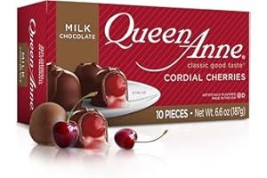 Queen Anne Milk Chocolate Covered Cordial Cherries | 6.6 oz | 10 Piece Gift Box | Whole Maraschino Cherry Creamy Filled Liquid Center |Holiday Party Chocolate Candy
