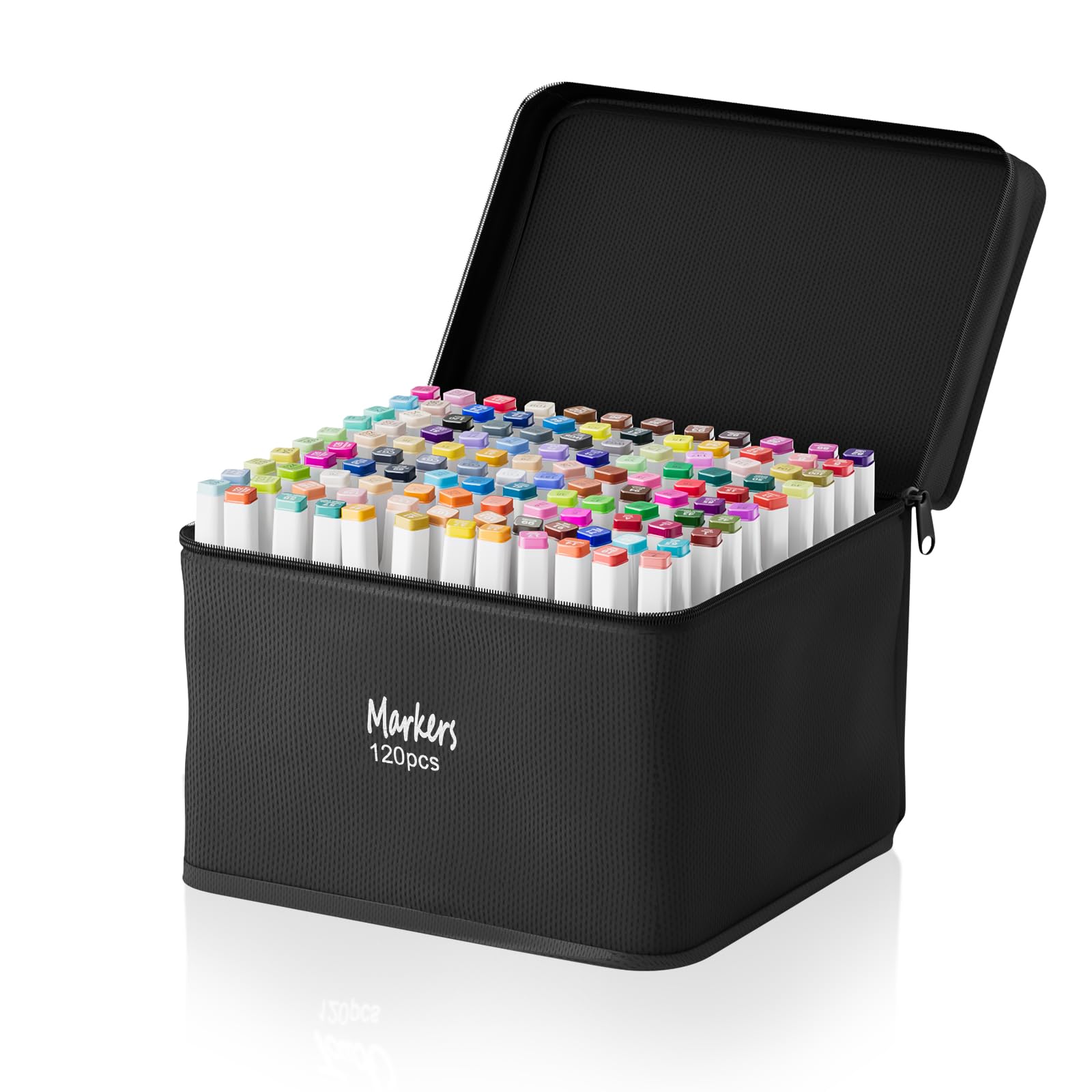 Photo 1 of 120 Colors Alcohol Markers, Dual Tips Alcohol Markers Chisel & Fine, Alcohol-Based Art Marker, Marker for Drawing Painting Card Making Coloring Book, Gift for Adults Kids Beginner - White Barrel