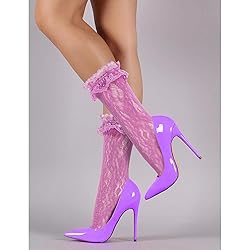 MKYSZLT Purple Lace Socks for Women,Ruffled Frilly