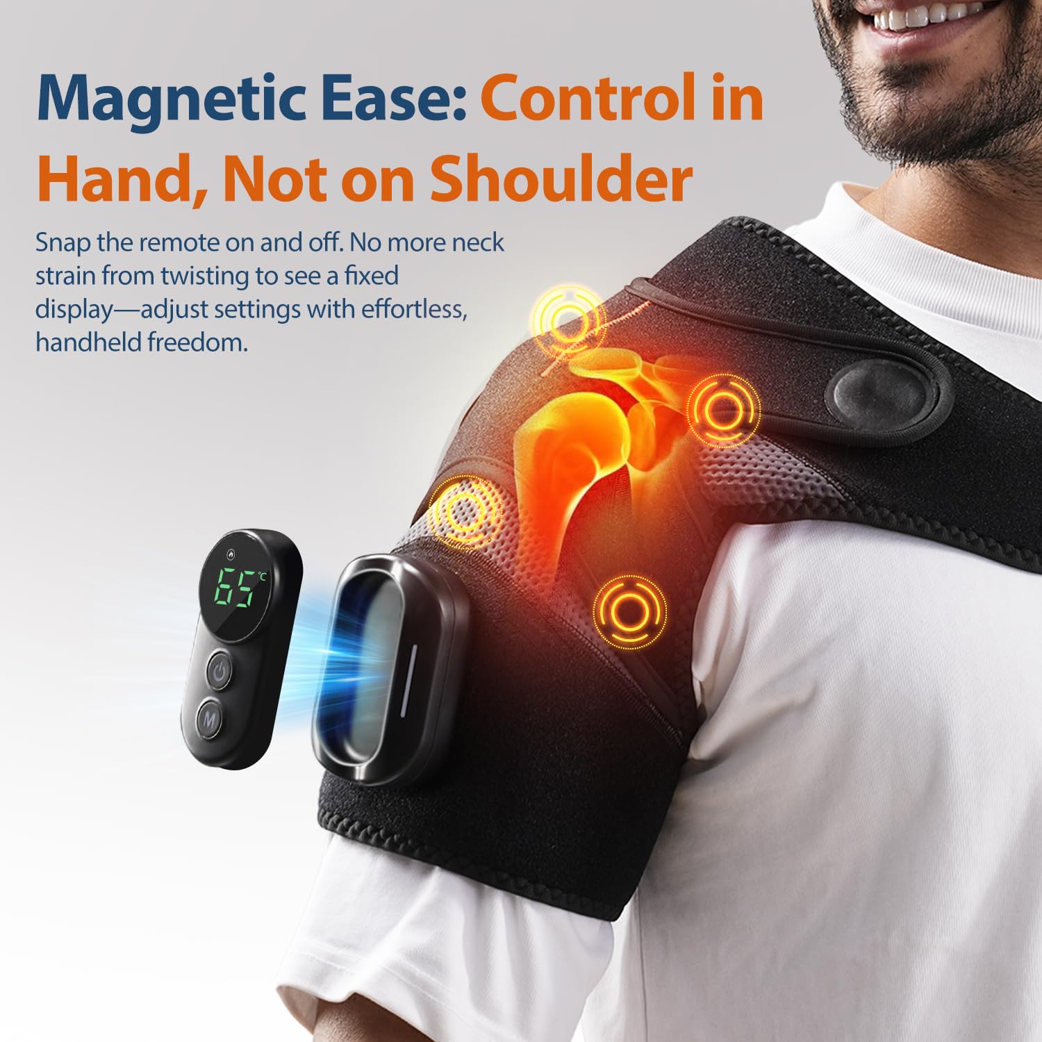 Condition photo showing New/Like New for homrelexa magnetic detachable remote control shoulder heating pad - cordless heated shoulder massage