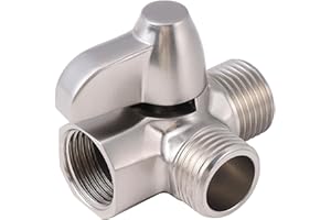 Happyreise Brass Shower Arm Diverter Valve,G1/2 2 Way Diverter Valve for Hand Shower and Fixed Shower Head Brushed Nickel