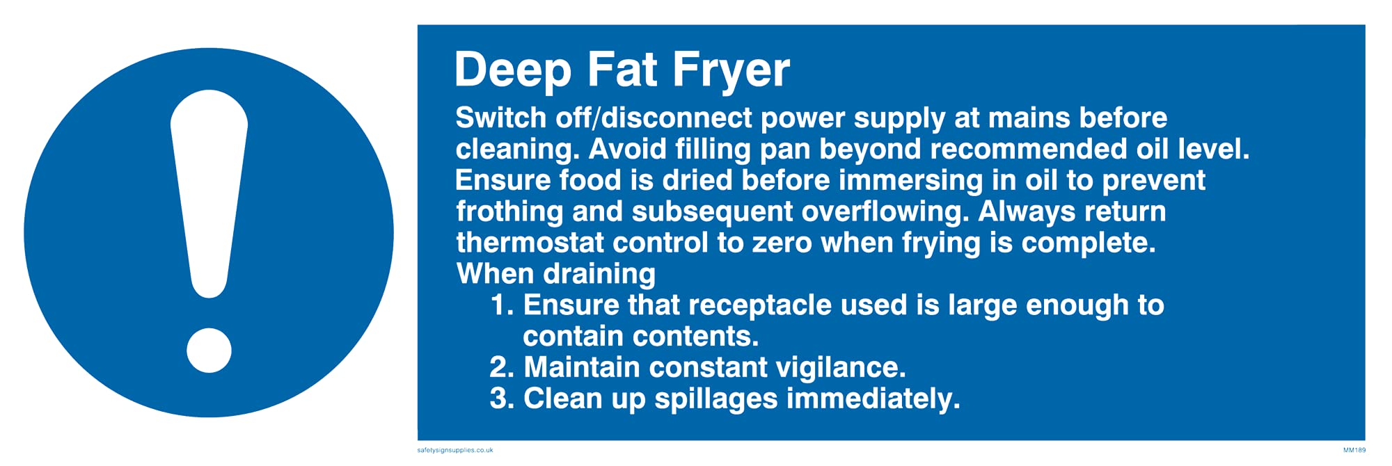 Pack of five - Deep Fat Fryer Rules Sign - 300x100mm - L31