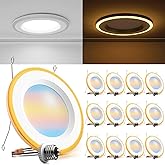 Sunco 12 Pack 6 Inch LED Recessed Lighting Retrofit with Night Light, 2700K/3000K/4000K/5000K/6000K Selectable, Dimmable Can Lights, 13W, 1200LM, Damp Rated, Retrofit Installation ETL.