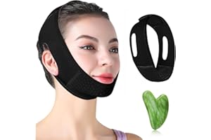 Double Chin Reducer with Gua Sha Facial Tool, Chin Strap with Mouth Tape Functionality, V-Line Lifting Face Lift Slimming Str