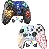 2 Pack Wireless Switch Controller, Compatible with Switch/Switch Lite/OLED/PC, 1000mAh Switch Pro Controller with 9 Color LED, Programmable, Multi-Vibration &amp; Multi-Axis Gyro, Motion, Turbo, Share, Screenshot