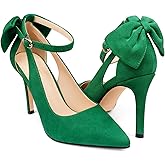 COLETER Womens Bow Knot High Heels Pointed Toe Stiletto Ankle Strap D'Orsay Pumps Bow Evening Dress Shoes