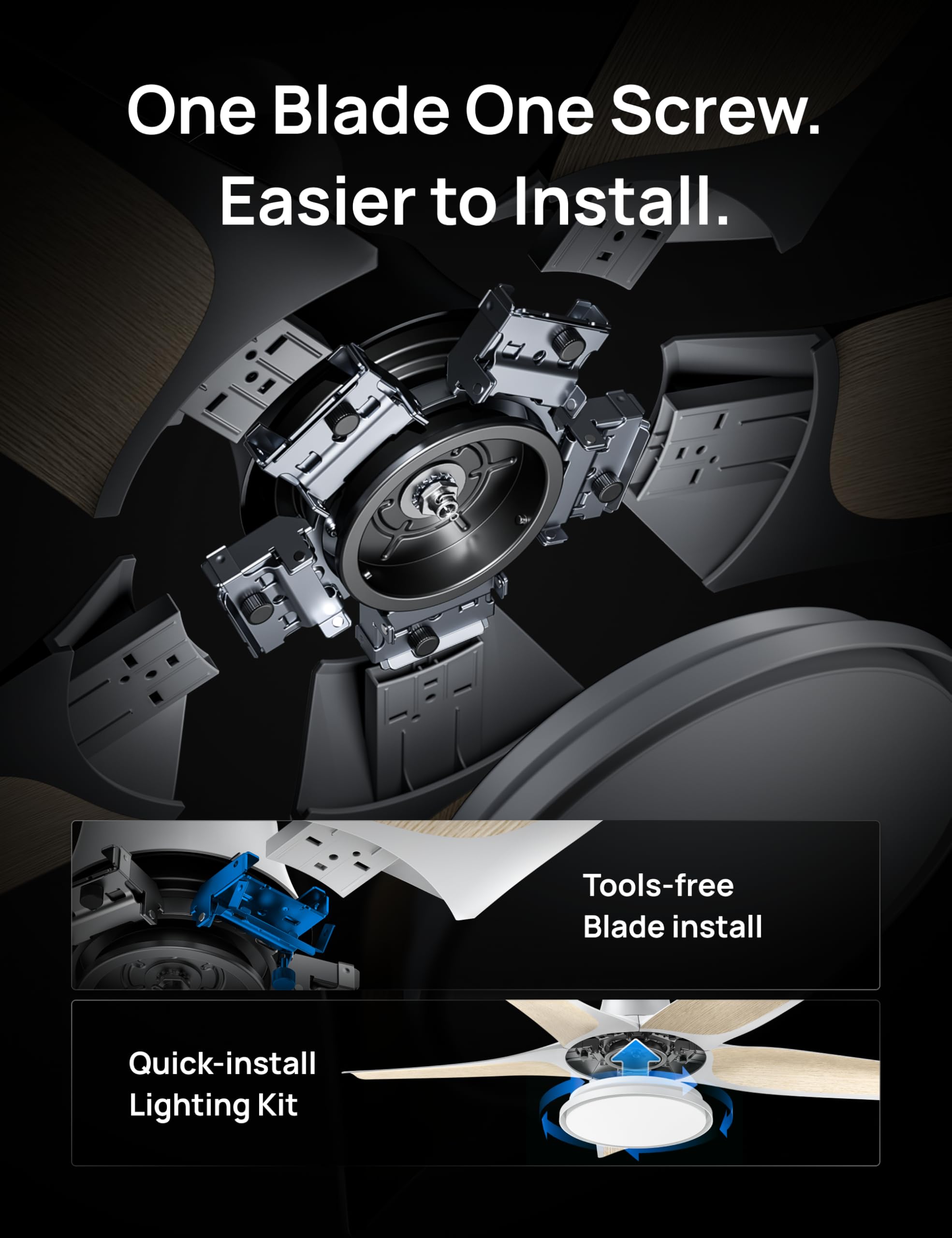 Dreo Smart Ceiling Fans with Lights, Low profile Ceiling Fan with Alexa/App, 52'' Dimmable Lighting & Color Tuning, RGB Ambient Light for Living Room, Game Room, Easy Installation, Quiet, White