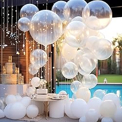 RUBFAC 129pcs Clear Balloons Different Sizes 18 12
