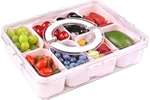 Yuroochii Divided Serving Tray with Lids & Handles, Snack Fruit Trays, 8 Compartments Food Storage Lunch Organizer, Food Lunc