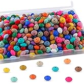 Lovyomi 280pcs 12mm Silicone Lentil Beads for Keychain Making Mix Color Spacer Beads for Pens and Bracelet Crafts(Multicolor)