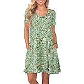 lionstill Women's Casual T Shirt Dress Summer Short Sleeve Swing Dresses with Pockets