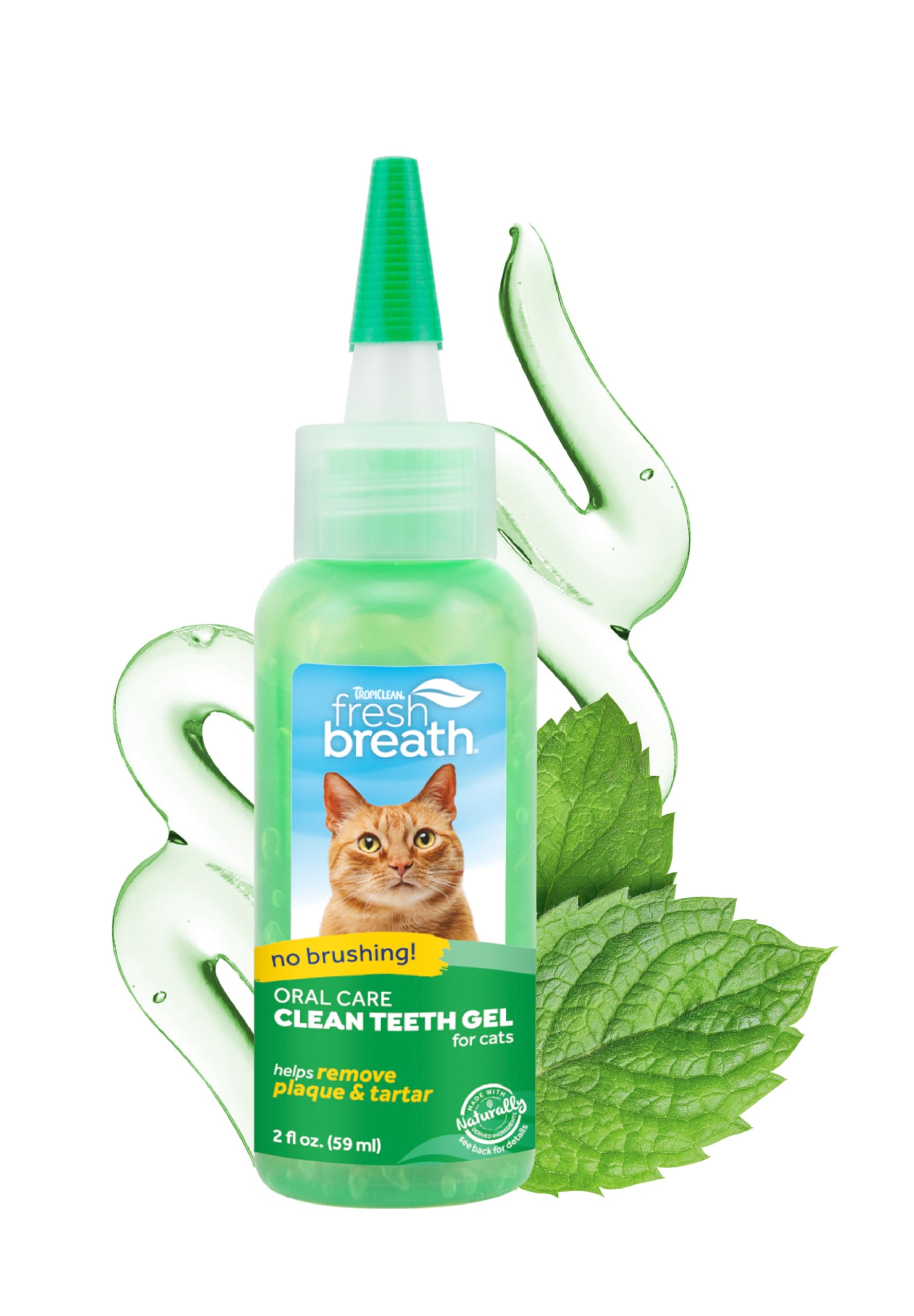 TropiClean Fresh Breath Cat Toothpaste for Teeth Cleaning, Breath Freshener, Easy to Use Plaque & Tartar Remover Gel, No Toothbrush Needed, 59 ml