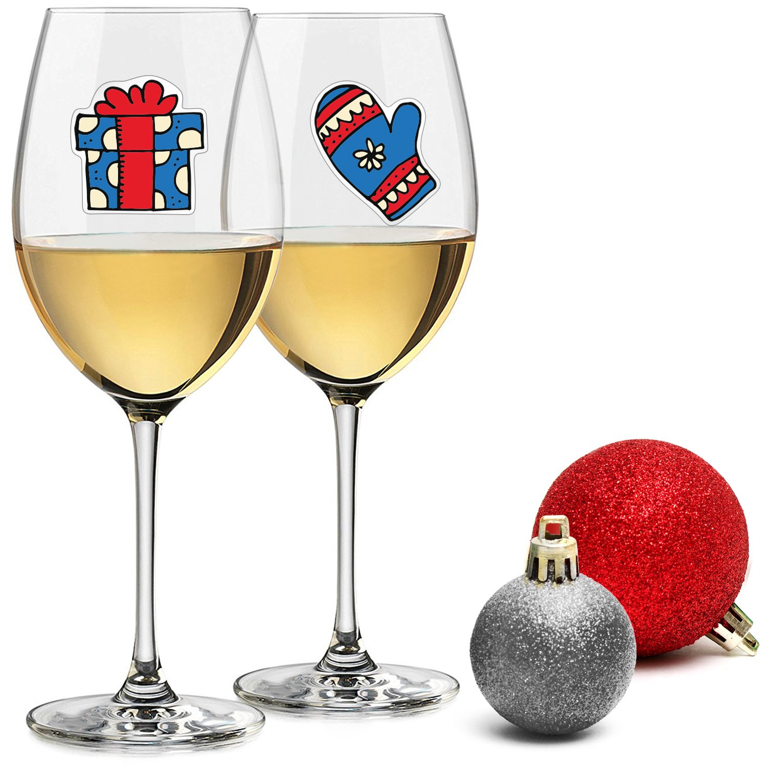 18 Static Cling Reusable Stickers Christmas Wine Glass Drink Markers