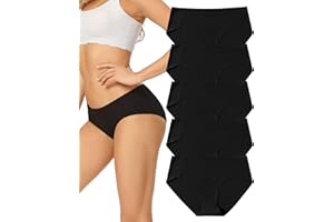 VOENXE Seamless Underwear for Women,No Show Ladies Hipster Panties,Full Coverage Bikini Briefs,Breathable Comfy Undies,5 Pack