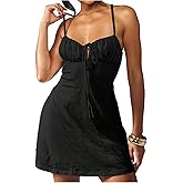 SOLY HUX Women's Summer Party Sleeveless Cami Dress Tie Front A Line Cocktail Mini Sundresses
