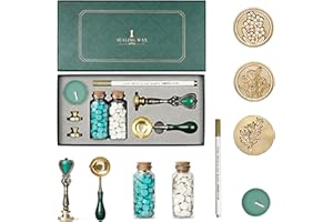 VolksRose Wax Seal Stamp Kit, Wax Seal Kit with Gift Box, Wax Seal Beads, Wax Seal Stamp, Sealing Wax Spoon, Metallic Pen, Id