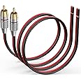 ukiism 2 Pack Speaker Bare Wire Cables to RCA Plugs Adapter Repair Speaker Cord, Heavy 14 Gauge Speaker Wire to RCA Connector for Speakers Amplifier TV Subwoofer - 14AWG,1Ft