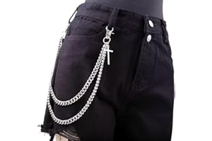 PINKPIN Pants Chain for Men Women Halloween Costumes Cross Jeans Chains Shorts Chains Goth Accessories Punk Hip Hop Wallet Chain Silver