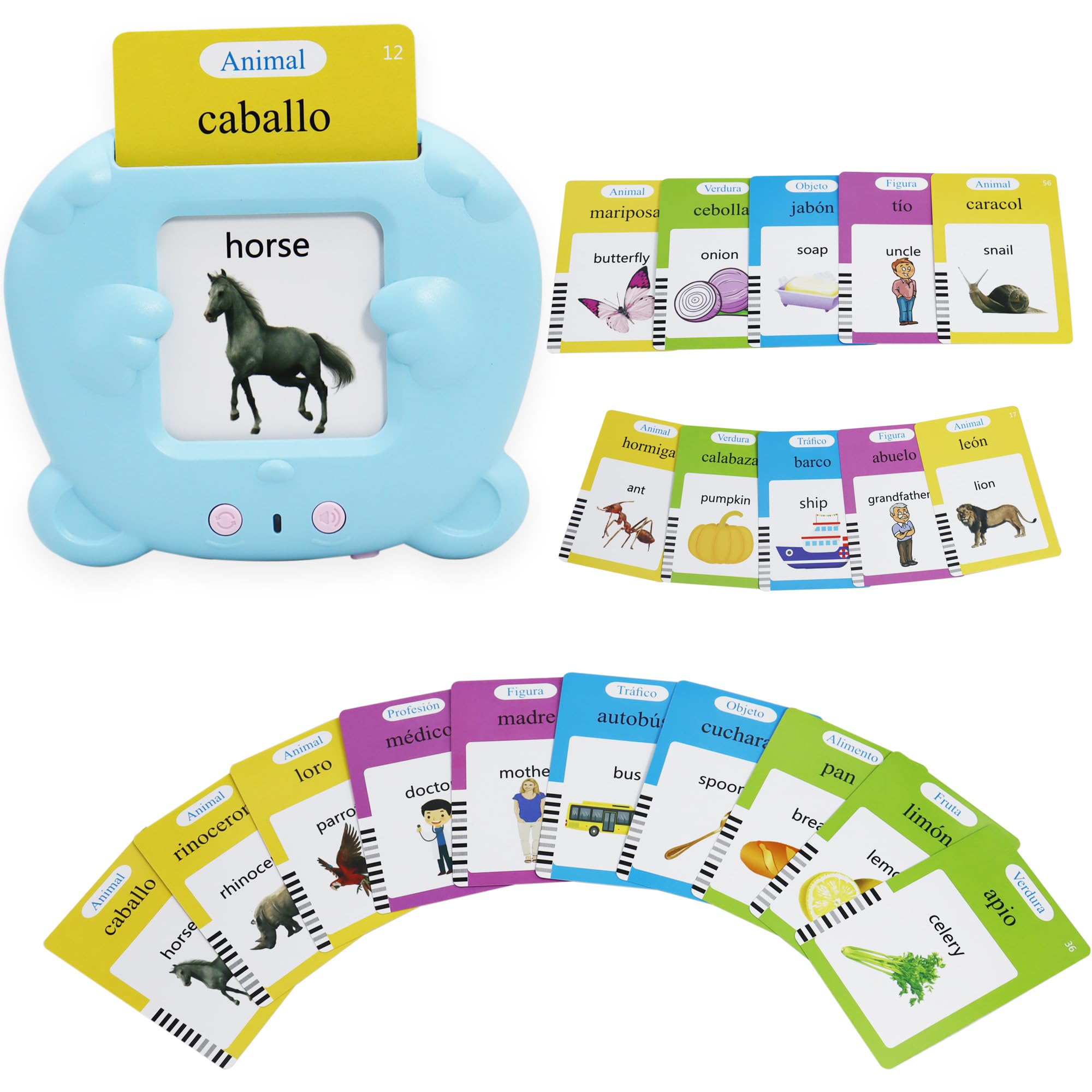 Photo 1 of MAYAPHILOS Spanish and English Pocket Speech Therapy Toys with 224 Sight Words, Bilingual Flashcards for Preschool Learning, Gifts for Toddlers
