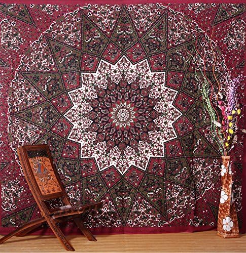 Apoorva' s Star Elephant Mandala Tapestry Hippie Bohemian Wall Hanging Throw Queen Cotton Bed sheet Wall Art Decor....