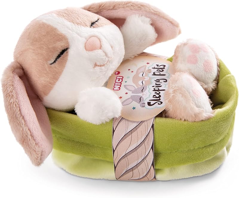 NICI Cuddly Toy Rabbit Cappuccino 12 cm in Green Basket