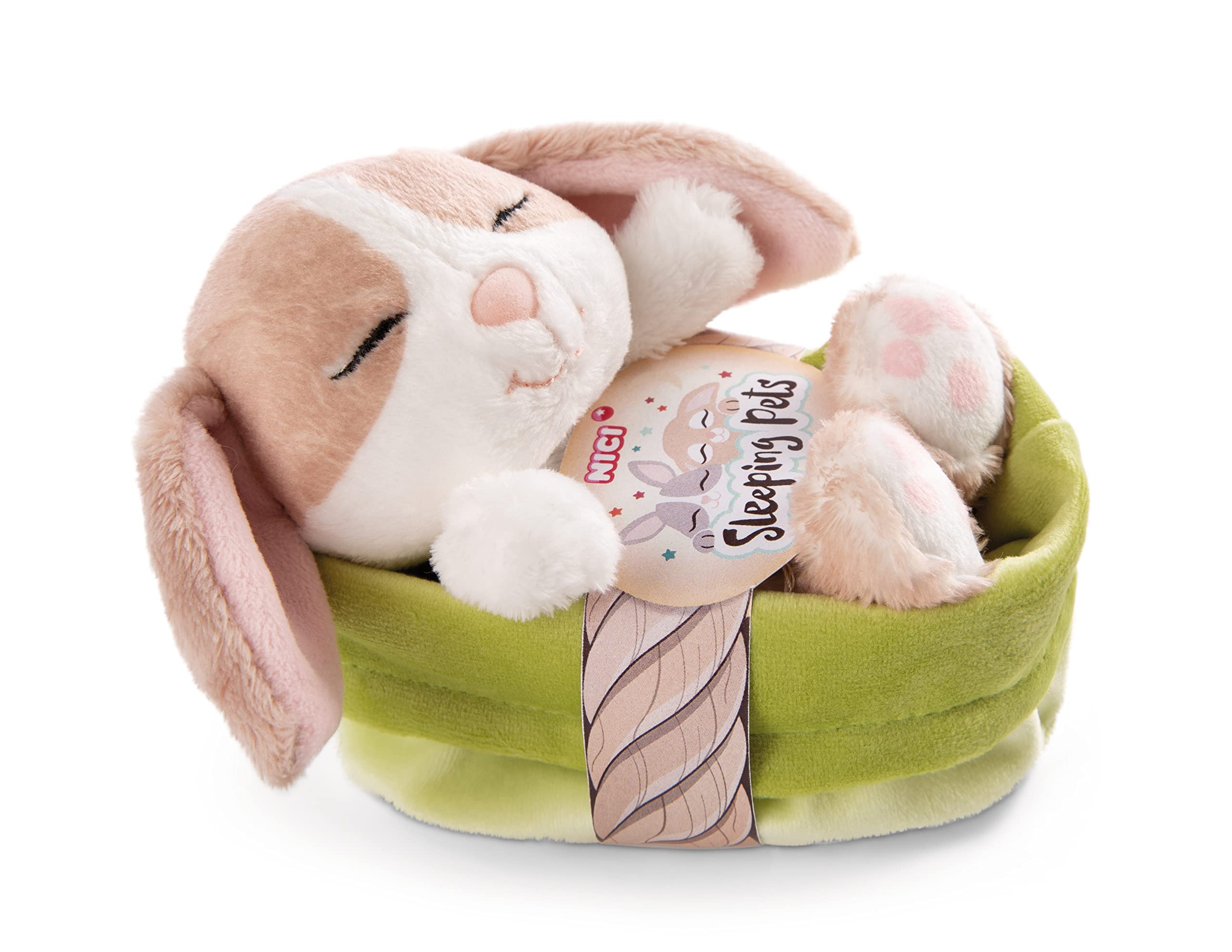 NICI Kuscheltier Hase Cappuccino 12 cm – Stofftier aus weichem Plüsch, niedliches Plüschtier im Körbchen zum Kuscheln und Spielen, für Kinder & Erwachsene, 48709, tolle Geschenkidee