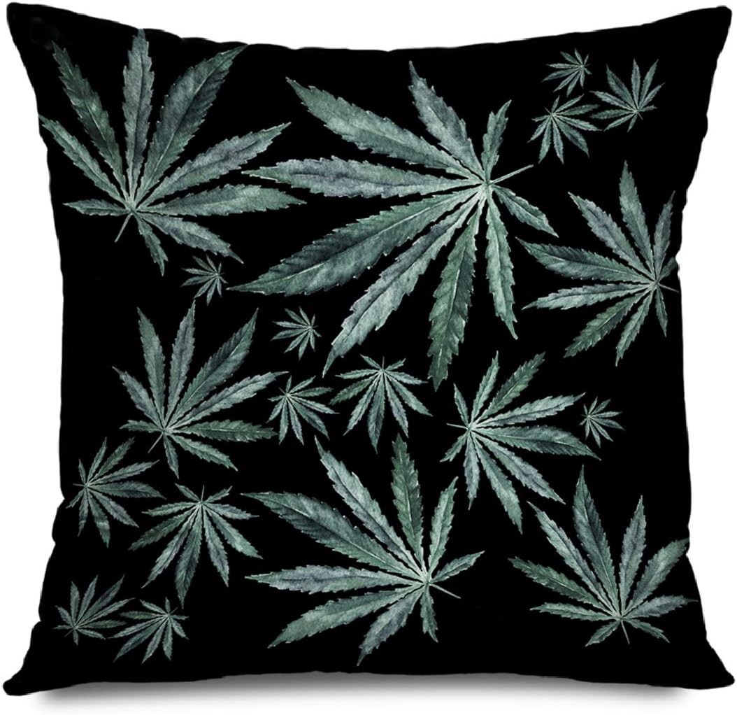 Ahawoso Throw Pillow Cover Square 20x20 Inches Colorful Crowd Leaves On Natural Pattern Nature Gray Smoke Arsenic Cold Medical Cure Legalize Dark Decorative Cushion Case Pillowcase Home Decor