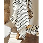 Hand Towels, Black and White Striped Cotton Bath Towels – Soft, Absorbent & Durable, Fall Bathroom Decor, Everyday Comfort & Elegance (Bath Towel, 55" × 27.5", 1-Pack )