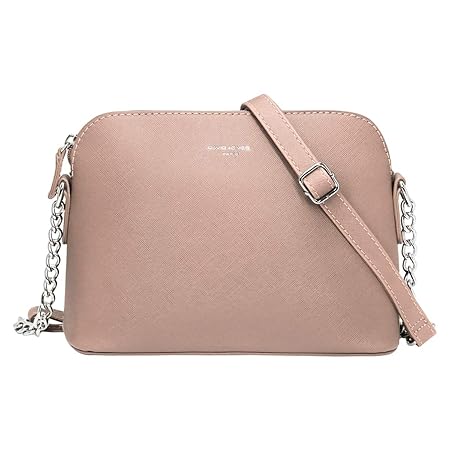 David Jones - Damen Kleine Umhängetasche - Saffiano Leder Feste Schultertasche - Kette Schulterriemen Abendtasche - Reißversc