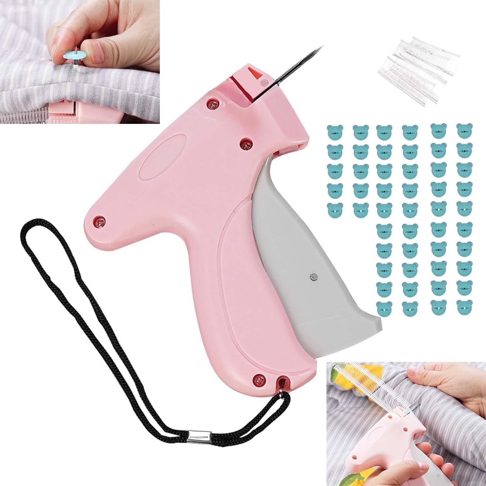 AWAVM Quick Clothing Fixer, Mini Quick Repair Garment Sewing Machine, Instant Button Garment Connector, Micro Stitch Gun，Comes with 50 Bear Buckles and 12 Plastic Needles, A Total of 660 Pieces